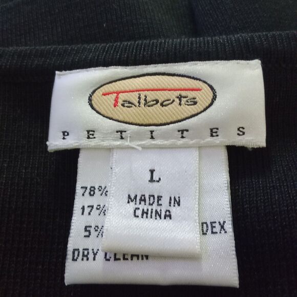 Talbots Petite Large Black Silk Blend Sweater Long Sleeve Stretch Rib Knit Top - Picture 6 of 7